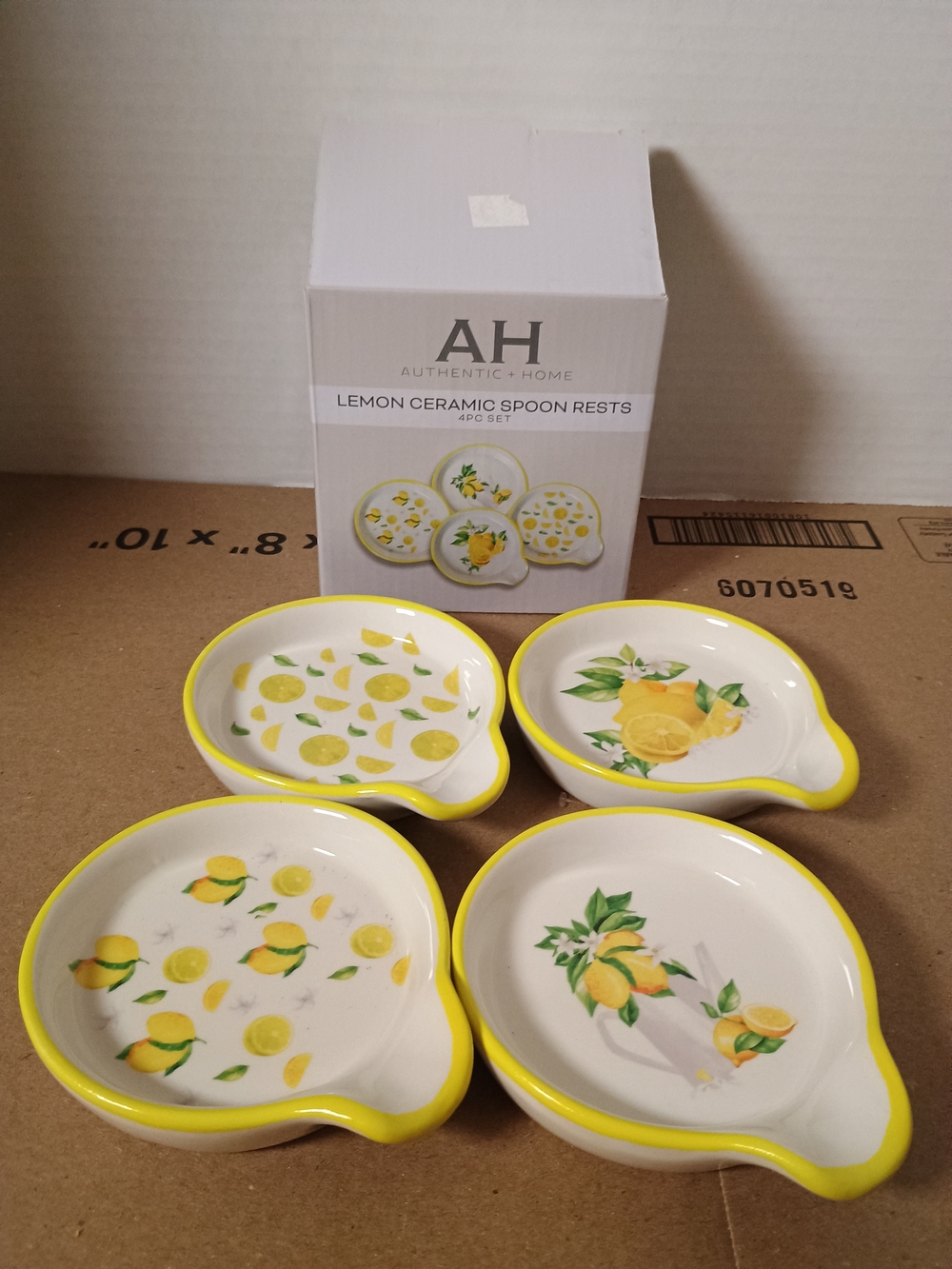 AH Authentic Home Lemon Ceramic Spoon Rests Set of 4